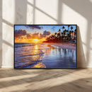 Serene Beach Sunset Wall Art Canvas- Coastal Seascape Print