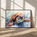 Watercolor Sea Turtle Wall Art Canvas Print - Vibrant Ocean