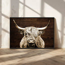 Highland Cow Wall Art Canvas Print, Rustic Farmhouse Decor,