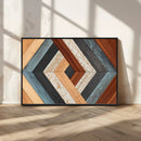 Geometric Wood Art Wall Decor Canvas Print, Rustic Wooden