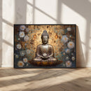 Golden Buddha Wall Art Canvas Print | Zen Meditation Floral