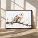 Barn Owl Wall Art on Branch | Stunning Canvas Print for