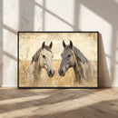 Chines Ink Style Grunge Horses Wall Art Canvas Print