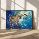 Colorful Swirling Fish School Wall Art Canvas Print |