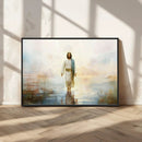 Framed Jesus Walking on Water Wall Art - 3-Panel Christian