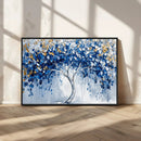 Blue and Gold Abstract Tree Wall Art Canvas Print | Modern
