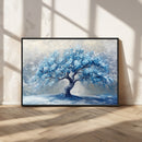 Abstract Blue Tree Art Canvas Print, Majestic Tree Wall Art