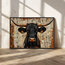 Rustic Texas Artwork Wall Art Canvas Print - Abstract Cow