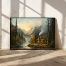 Wood Cabin Retreat Mountain at Sunset Wall Art Print - by MyGreatCanvas | Canvas Wall Art Prints | Photo Prints & Wall Decor