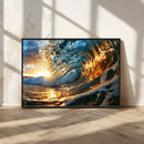 Ocean Wave at Sunset Canvas Wall Art – Vibrant Coastal Beach by MyGreatCanvas | Canvas Wall Art Prints | Photo Prints & Wall Decor