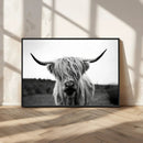 Highland Cow Wall Art | Black and White Farmhouse Decor |