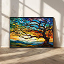 Vibrant Mosaic Tree of Life Wall Art | Stained Glass Style
