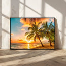 Tropical Sunset Beach Canvas Wall Art Print – Vibrant Palm by MyGreatCanvas | Canvas Wall Art Prints | Photo Prints & Wall Decor