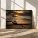 Stones on Wooden Pier at Sunset Canvas Print, Serene Coastal by MyGreatCanvas | Canvas Wall Art Prints | Photo Prints & Wall Decor