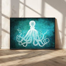Green Octopus Abstract Wall Art Canvas Print