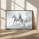 Large Wall Art Canvas Print – Beautiful Running White Horses