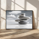 Still Life Black and White Zen Stones Wall Art Canvas,