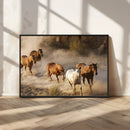 Large Wall Art 5 Horses Running on Sand Canvas Print