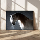 Large Wall Art Cream Colored Horse on Grey Background Canvas