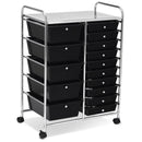 15-Drawer Utility Rolling Cart with Drawers Multi-Use Storage-Icecream Multicolor by LJGDeals