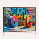 Fitness Gym Barbell Graffiti Wall Art Canvas Print
