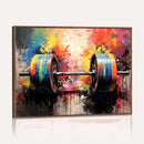 Weightlifting Barbell Art Triptych, Bold Abstract Fitness
