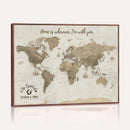 Push Pin World Map Canvas Print – Travel Tracker Wall Art