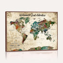 Grunge Personalized World Map Wall Art Canvas Print – Custom