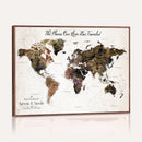 Personalized Push Pin World Map Canvas Print – Custom Framed