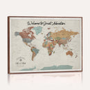 Custom Framed World Map Canvas Print – Personalized Push Pin