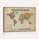 Personalized Push Pin World Map Canvas – Custom Framed