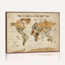 Personalized World Map Canvas Print – Custom Push Pin Framed