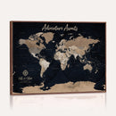 Personalized Blue World Map Canvas – Custom Framed Push Pin