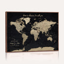 Framed Custom World Map Canvas Print – Custom Push Pin
