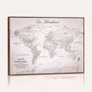 Personalized Vintage World Map Canvas Print – Custom Push