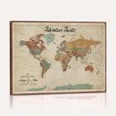 Push Pin Customize World Map Wall Canvas Print –