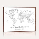 Framed World Map Canvas – Custom Push Pin Travel Tracker –