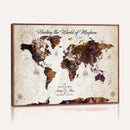 Personalized Push Pin World Map Canvas – Custom Framed