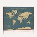 Personalized Push Pin World Map Canvas – Custom Framed