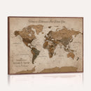 Personalized Push Pin World Map Canvas Print – Custom Framed