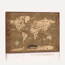 Custom Push Pin World Map Wall Art Canvas Print – Personalized Travel Tracker with Pins Framed Large for Home and Office Decor