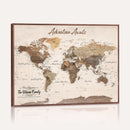 Framed Push Pin World Map Canvas Print – Custom Framed