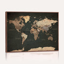 Vintage World Map Canvas Wall Art – Framed Travel Map for