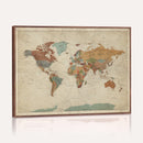 Vintage World Map Canvas Wall Art Print – Framed Modern