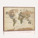 Framed World Map Wall Art for Home and Office Decor