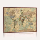Vintage World Map Wall Art | Ready to Hang and Framed