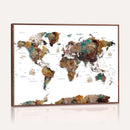 Watercolor World Map Canvas Print – Detailed Map of the