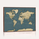 Minimal Vintage World Map Canvas Wall Art Print, Neutral