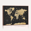 Vintage Blue and Brown World Map Canvas Wall Art – Framed