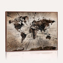 Black and White World Map Canvas Print – Framed Wall Art for